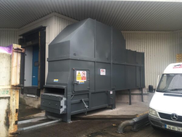 Static Compactor with walk in Hopper System. Loaded inside with Bin Tipper or outside by Hand
